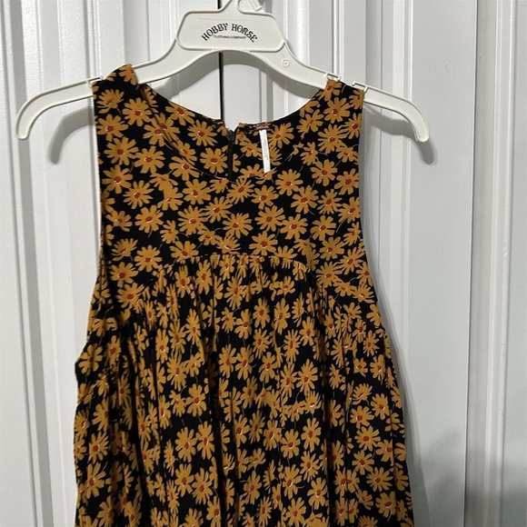 Free People Black and Orange Floral Midi Dress - Picture 2 of 11